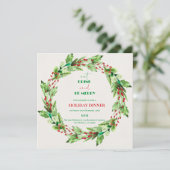 Grüne Blätter Weihnachts-Party Einladung (Stehend Vorderseite)