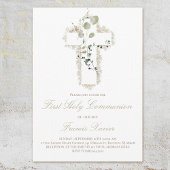 Grüne Blätter Weiß Kreuz Erste Heilige Kommune Einladung