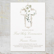 Grüne Blätter Weiß Kreuz Erste Heilige Kommune