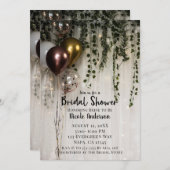 Grüne Blätter Weiße Lichter Rustikales Brautparty Einladung (Vorne/Hinten)