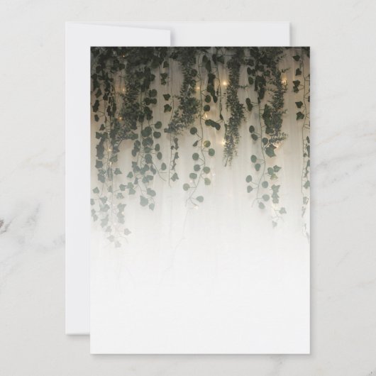 Grüne Blätter Weiße Lichter Rustikales Brautparty Einladung (Rückseite)