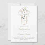 Grüne Blätter Weißkreuz Bestätigung Einladung (Vorderseite)