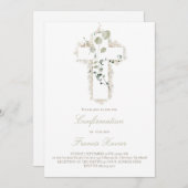 Grüne Blätter Weißkreuz Bestätigung Einladung (Vorne/Hinten)