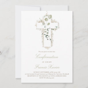 Grüne Blätter Weißkreuz Bestätigung Einladung