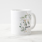 Grüne Blätter Wreath Monogramm Anfangsbuchstabe W Jumbo-Tasse (Vorderseite Rechts)