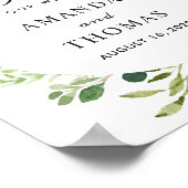 Grüne Blätter Wreath Wedding Willkommenszeichen Poster (Ecke)