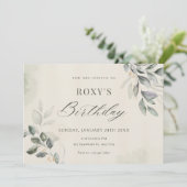 Grüne Blätter zum Geburtstag Einladung (Stehend Vorderseite)