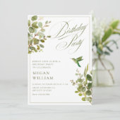 Grüne Blätter zum Geburtstag Einladung (Stehend Vorderseite)