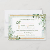 Grüne Blätter Zwei Mahlzeiten Auswahl RSVP Karte (Rückseite)