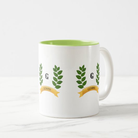 Grüne Blätter Zweifarbige Tasse (VorderseiteRechts)
