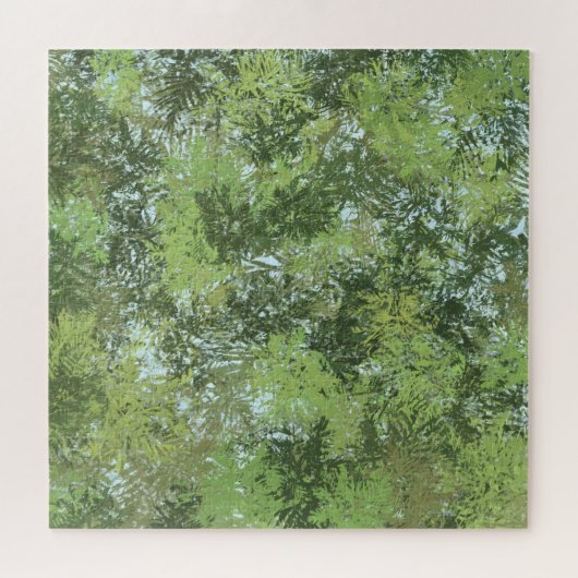 Grüne Blätterbäume mit blauem Himmel, die durch Ku Puzzle (Horizontal)