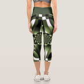 Grüne Blätterblätter Capri Leggings (Rückseite)