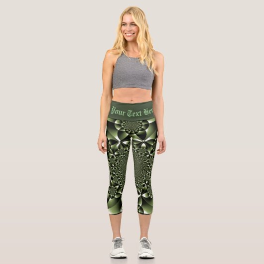 Grüne Blätterblätter Capri Leggings (Vorderseite)