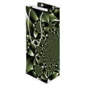 Grüne Blätterblätter Geschenktüte Für Weinflaschen (Rückseite Schrägansicht)