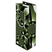 Grüne Blätterblätter Geschenktüte Für Weinflaschen (Vorderseite Schrägansicht)