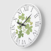 Grüne Blätterblätter Große Wanduhr (Winkel)