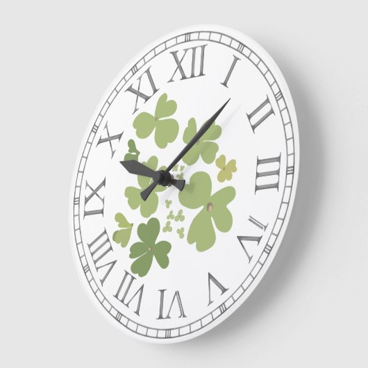 Grüne Blätterblätter Große Wanduhr (Winkel)