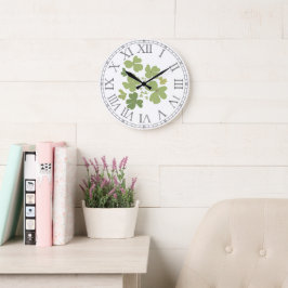 Grüne Blätterblätter Große Wanduhr