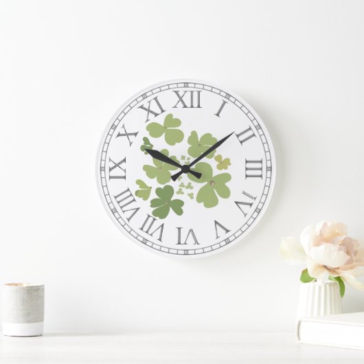 Grüne Blätterblätter Große Wanduhr (Zuhause)