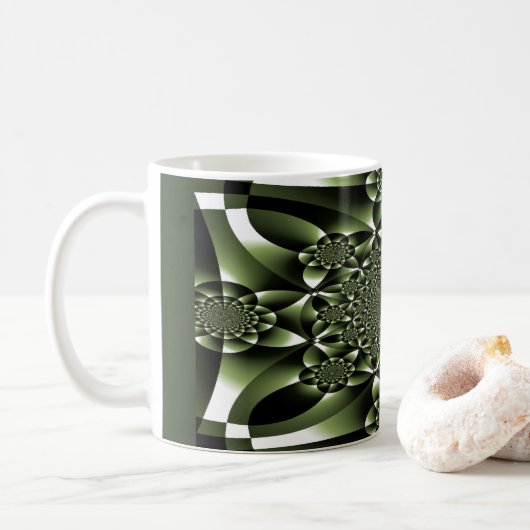 Grüne Blätterblätter Kaffeetasse (Mit Donut)