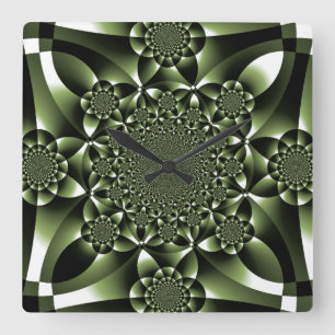 Grüne Blätterblätter Quadratische Wanduhr