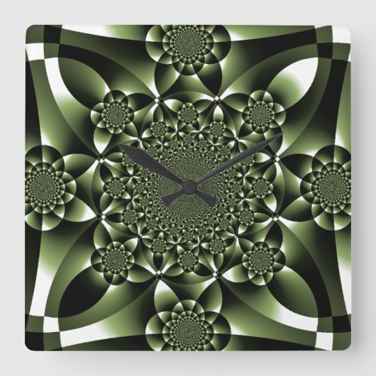 Grüne Blätterblätter Quadratische Wanduhr (Vorderseite)