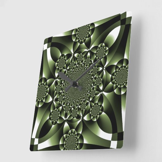 Grüne Blätterblätter Quadratische Wanduhr (Winkel)