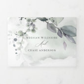 Grüne Blattfarbe in einer Farbe Dreifach Gefaltete Einladung (Cover)