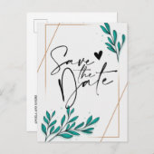Grüne Blattgold Blätter speichern Datum Anno Ankündigungspostkarte (Vorne/Hinten)
