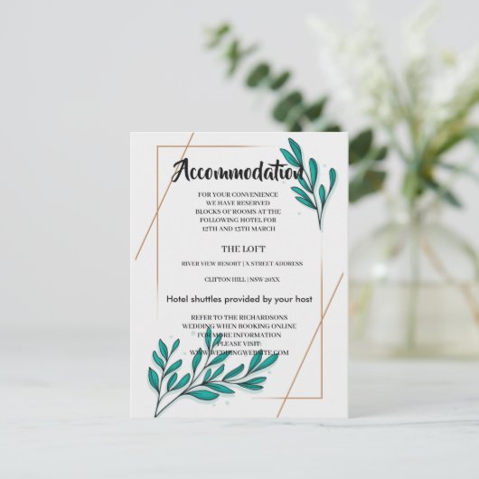 Grüne BlattgoldUnterkunftskarte Ankündigungspostkarte (Stehend Vorderseite)