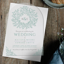 Grüne Blattlinie Acryleinladungen