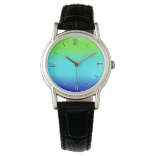Grüne, Blau- und Türkissteigung Armbanduhr