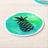 Grüne Blaue Ananas Runder Pappuntersetzer (Angewinkelt)