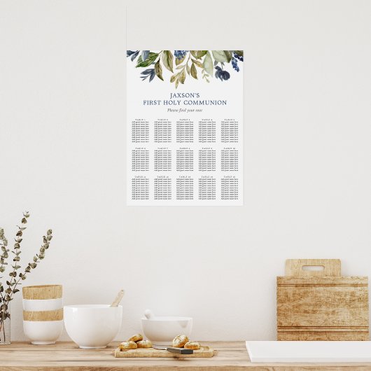 Grüne blaue Blätter mit grünem Blattwerk Poster (Küche)