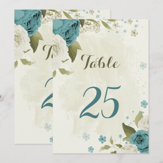 Grüne, blaue Blume Tischnummer (Vorne/Hinten)