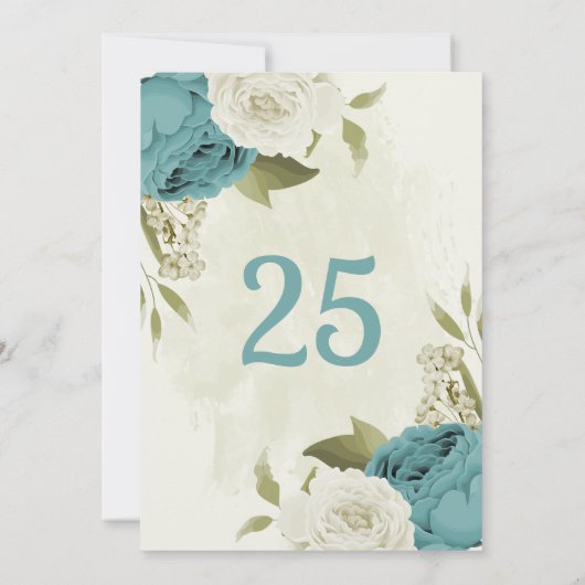 Grüne, blaue Blume Tischnummer (Rückseite)