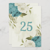 Grüne, blaue Blume Tischnummer (Vorne/Hinten)