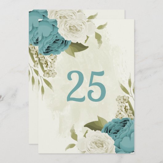 Grüne, blaue Blume Tischnummer (Vorne/Hinten)