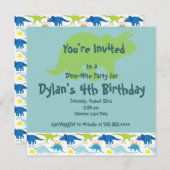 Grüne & blaue Dinosaurier Geburtstagsparty Einladu Einladung (Vorne/Hinten)