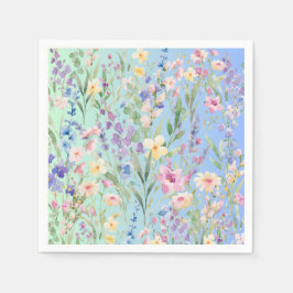 Grüne Blaue Farbige Blumen Serviette