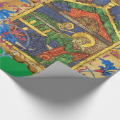 GRÜNE BLAUE FLORAL NATIVITY CHRISTMAS PARCHMENT GESCHENKPAPIER (Ecke)