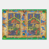 GRÜNE BLAUE FLORAL NATIVITY CHRISTMAS PARCHMENT GESCHENKPAPIER SET (Vorderseite 2)