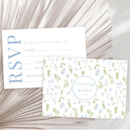 Grüne blaue Frühlingsblume Garten Hochzeit RSVP Ka Karte