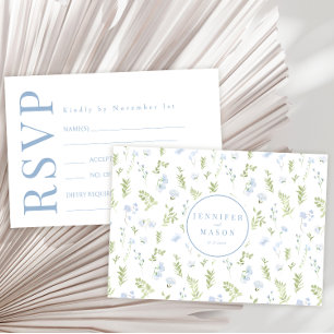 Grüne blaue Frühlingsblume Garten Hochzeit RSVP Ka Karte