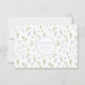 Grüne blaue Frühlingsblume Garten Hochzeit RSVP Ka Karte (Rückseite)