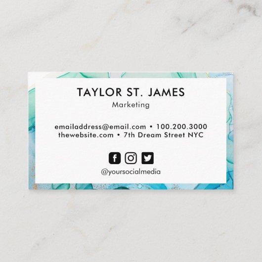 Grüne blaue Grenz-Visitenkarte Visitenkarte (Rückseite)