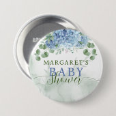 Grüne blaue Hydrangea Die Junge Baby-Dusche Button (Vorne & Hinten)