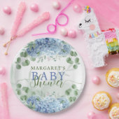 Grüne blaue Hydrangea Die Junge Baby-Dusche Pappteller (Party)