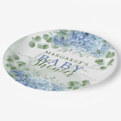 Grüne blaue Hydrangea Die Junge Baby-Dusche Pappteller (Schrägansicht)