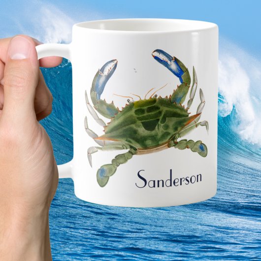 Grüne blaue Krabbenküste Kaffeetasse